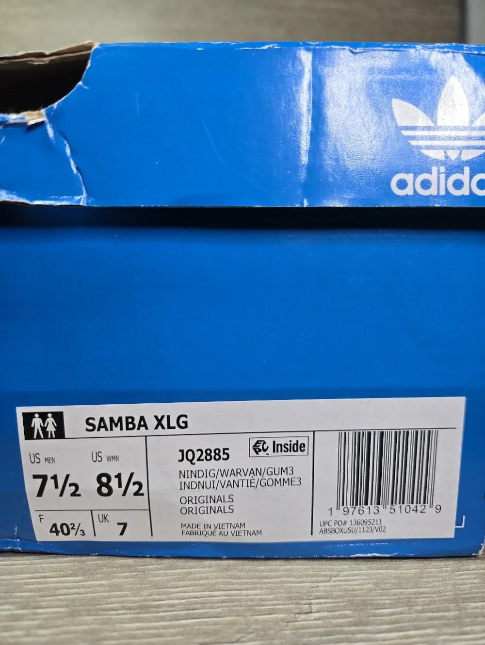 Adidas Samba XLG Indigo / Gum / Vanilla Sneakers Mens 7.5 / Womens 8.5 New